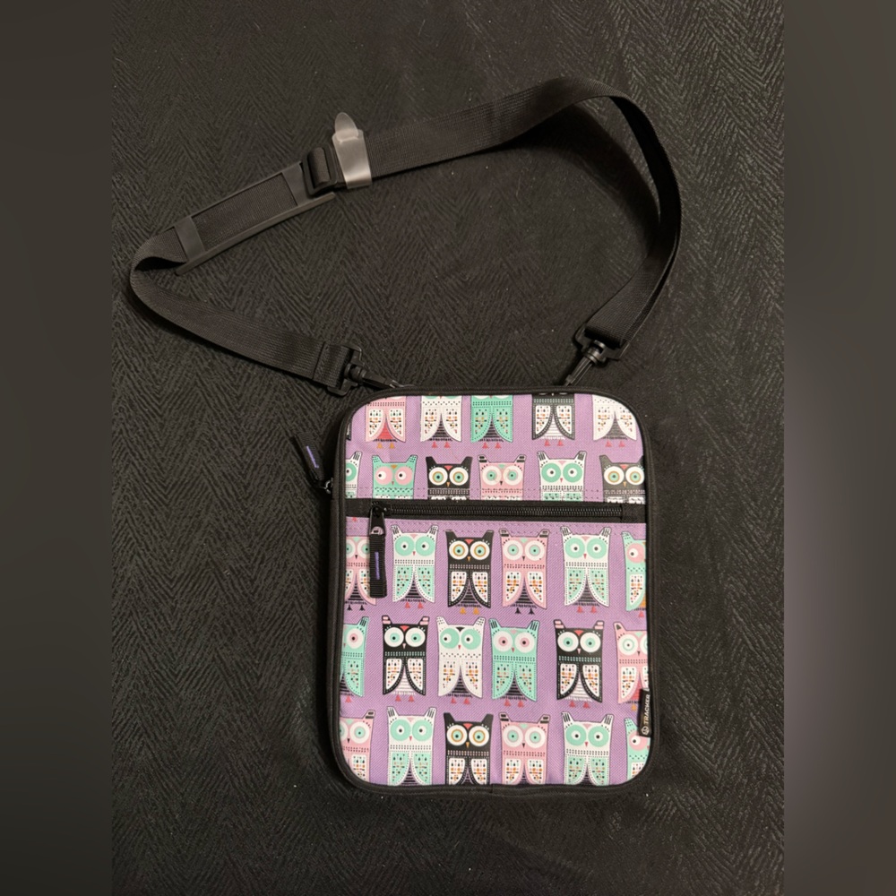 Owl Pattern Tablet Bag - Black and Purple